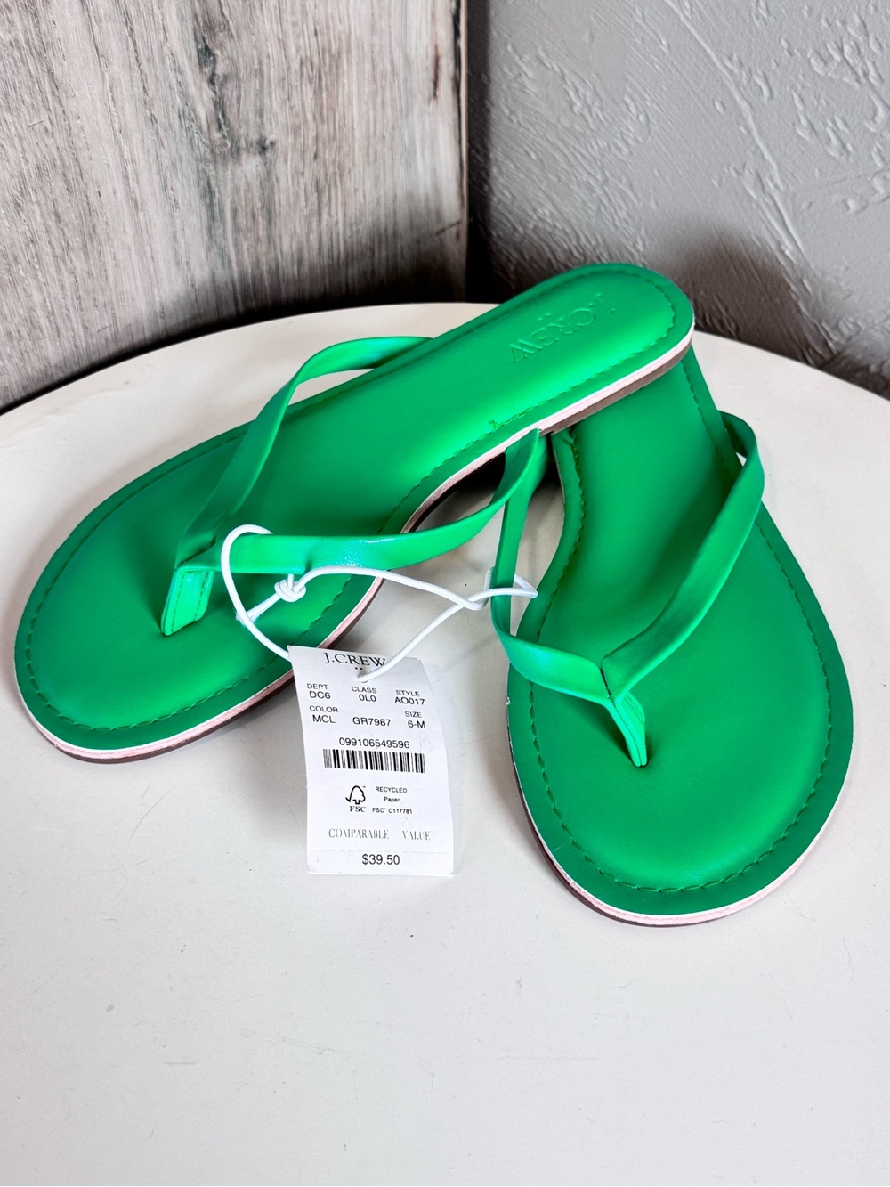 J. Crew Kelly Green Thong Sandals NWT